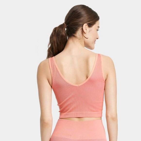 Colsie - Women's Ribbed Seamless Tank Top - Orange Size L - Picture 2 of 8